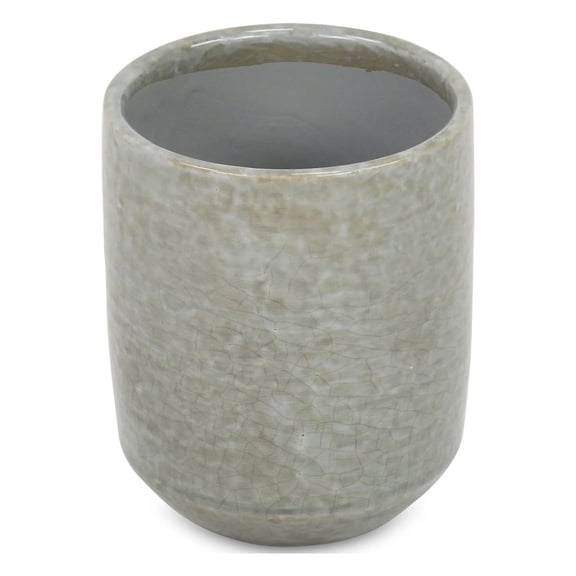 Contemporary Home Living Abstract Glazed Round Planter Pot - 4.75" - Gray
