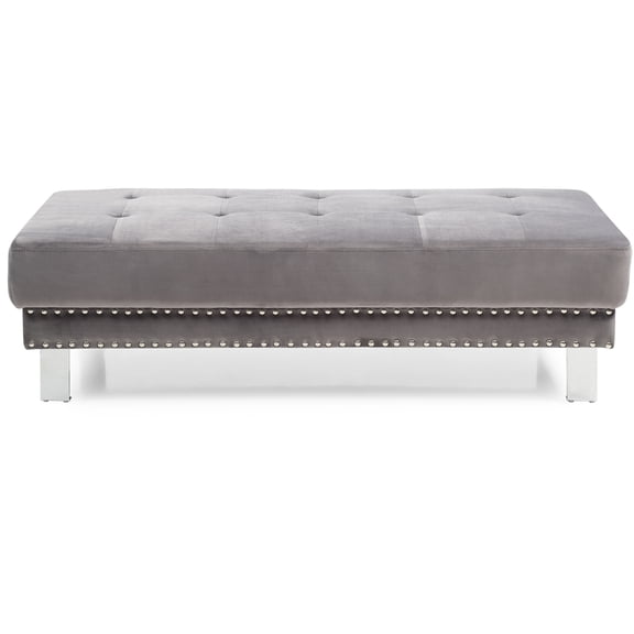 Contemporary Home Living Adjustable Velvet Upholstered Ottoman - 57" - Gray
