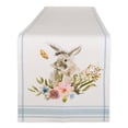 thumbnail image 1 of Contemporary Home Living Garden Bunny Floral Cotton Easter Table Runner - 108" - White and Blue, 1 of 8