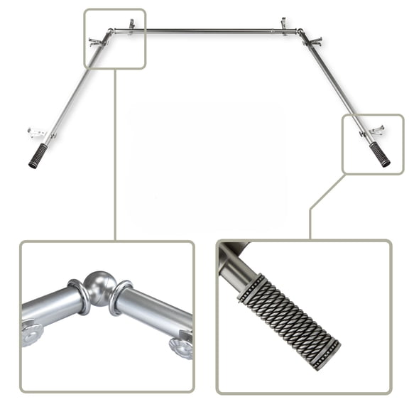 Bay Window Metal Curtain Rod - 150.5" - Silver