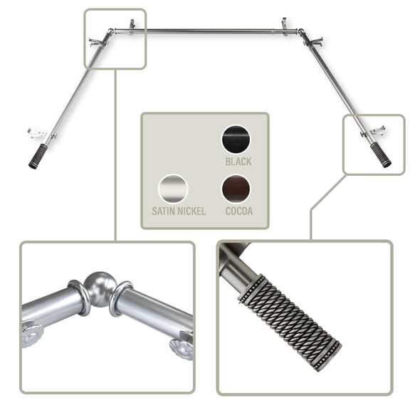 Bay Window Metal Curtain Rod - 150.5" - Silver