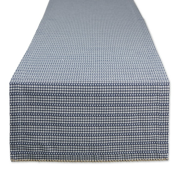 French Blue Farmhouse Gingham Table Runner 14x108"