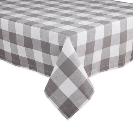 Contemporary Home Living Buffalo Check Rectangular Tablecloth - 84" - Ash Gray and White