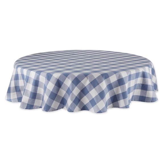 Stonewash Blue Buffalo Check Tablecloth 70 Round
