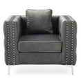 thumbnail image 1 of Contemporary Home Living Button Tufted Velvet Accent Chair with Square Pillow - 40" - Gray, 1 of 4