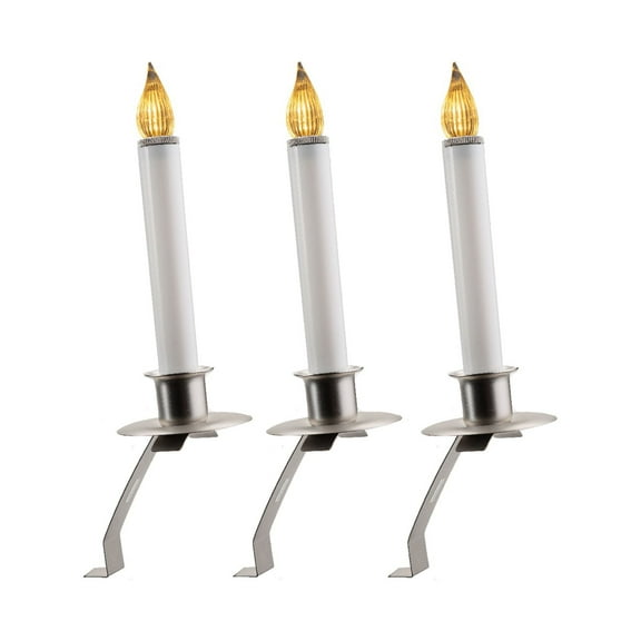 Contemporary Home Living Cambridge Slant Bracket LED Window Candle with Sensor - 12" - Silver - Set