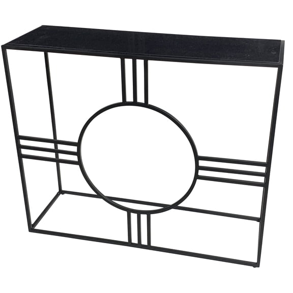 Contemporary Home Living Console Table with Marble Top - 36.5" - Black