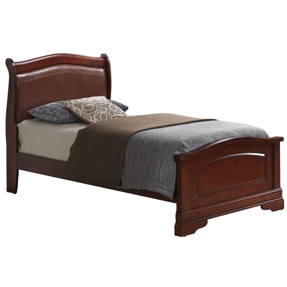 Contemporary Home Living Curved Faux Leather Upholstered Twin Panel Bed - 84" - Brown