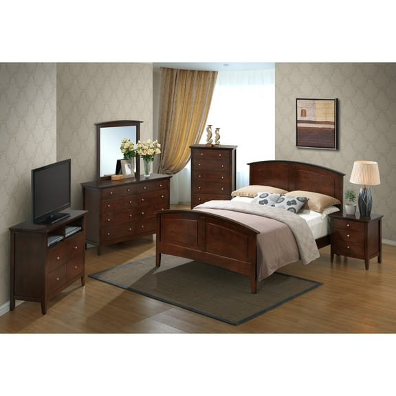 Contemporary Home Living Curved Rail Queen Panel Bed - 83" - Brown