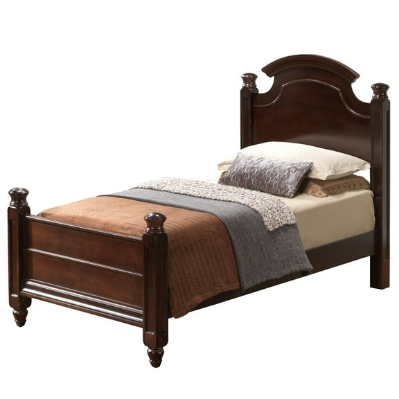 Contemporary Home Living Curved Wooden Twin Panel Bed - 83" - Brown