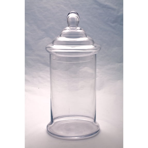 Contemporary Home Living Cylindrical Hand-Blown Glass Jar with Lid - 16.5" - Clear