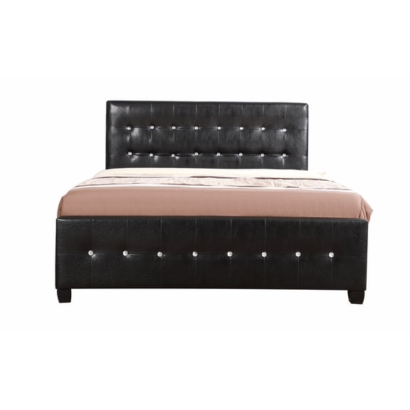 Contemporary Home Living Diamond Jeweled Tufted King Panel Bed - 88" - Black