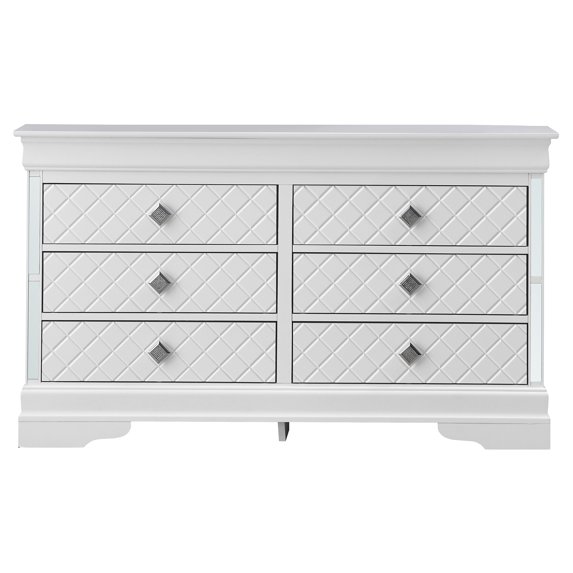 Contemporary Home Living Embossed 6-Drawer Wooden Dresser - 59" - White