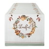 Fall Harvest Embroidered Thankful Table Runner - 72" - White and Brown