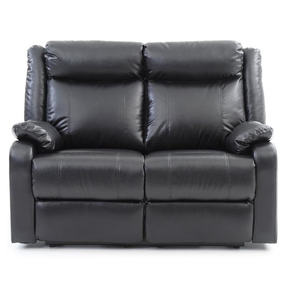 Contemporary Home Living Faux leather 2-Seater Reclining Sofa - 55" - Black