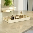 thumbnail image 1 of Contemporary Home Living Fish Scale Pattern Rectangular Serving Tray - 15.75" - Beige and Gold, 1 of 9