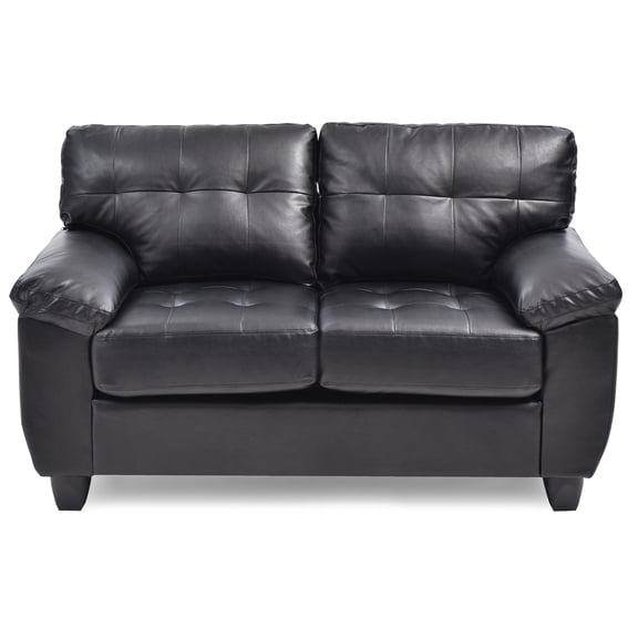 Contemporary Home Living Flared Arm Faux Leather Tufted Straight Sofa - 57" - Black
