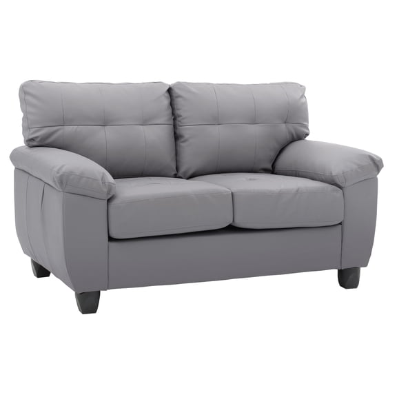 Contemporary Home Living Flared Arm Faux Leather Tufted Straight Sofa - 57" - Gray
