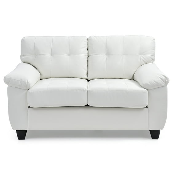 Contemporary Home Living Flared Arm Faux Leather Tufted Straight Sofa - 57" - White