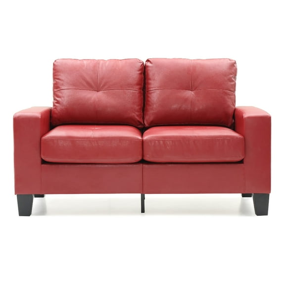 Contemporary Home Living Flared Arm Faux Leather Tufted Straight Sofa - 58" - Red