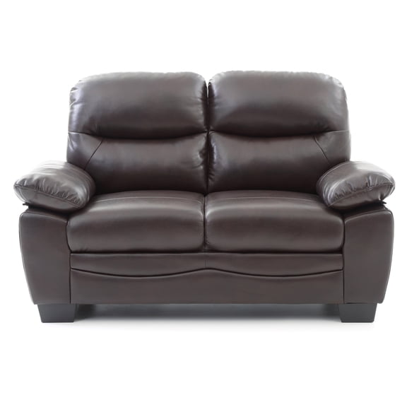 Contemporary Home Living Flared Padded Arm Faux Leather Straight Sofa - 59" - Dark Brown