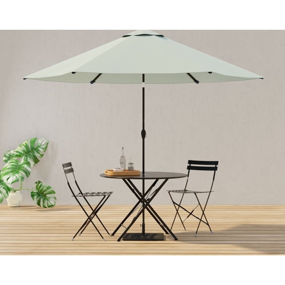 Contemporary Home Living Foldable Outdoor Patio Round Table with Umbrella Hole - 30" - Black