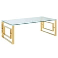 thumbnail image 1 of Contemporary Home Living Glass Top Coffee Table - 47.25" - Gold and Clear, 1 of 6
