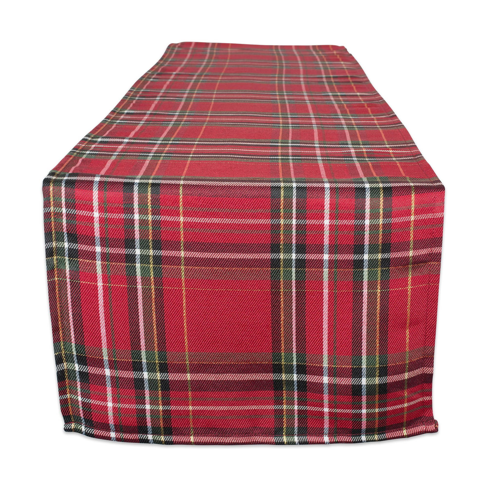 72" Red and Black Glen Plaid Polyester Table Runner