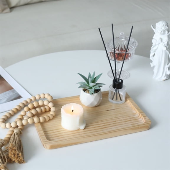 Contemporary Home Living Handmade Rectangular Glossy Wooden Tray - 11.75" - Brown