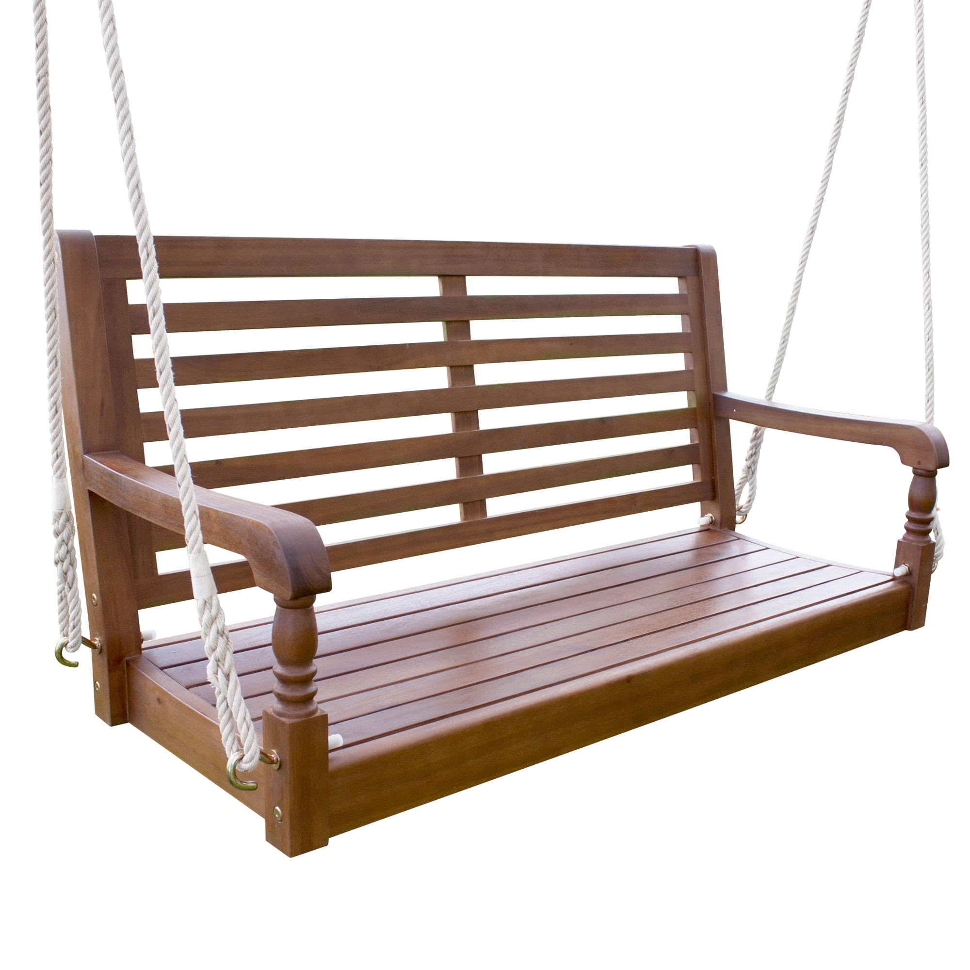 Contemporary Home Living Hanging Acacia Wood Porch Swing Natural Brown