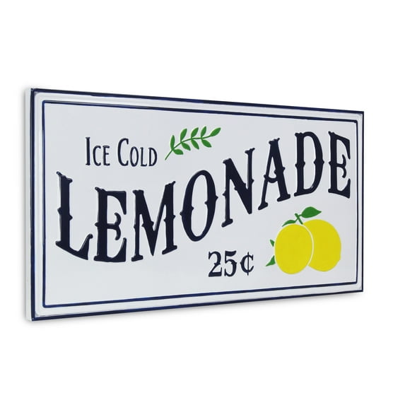 Contemporary Home Living Ice Cold Lemonade Metal Wall Sign - 32" - Black