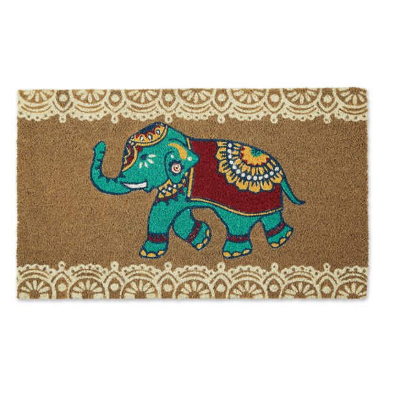 Contemporary Home Living Indian Elephant Coir Rectangular Doormat - 18" x 30"