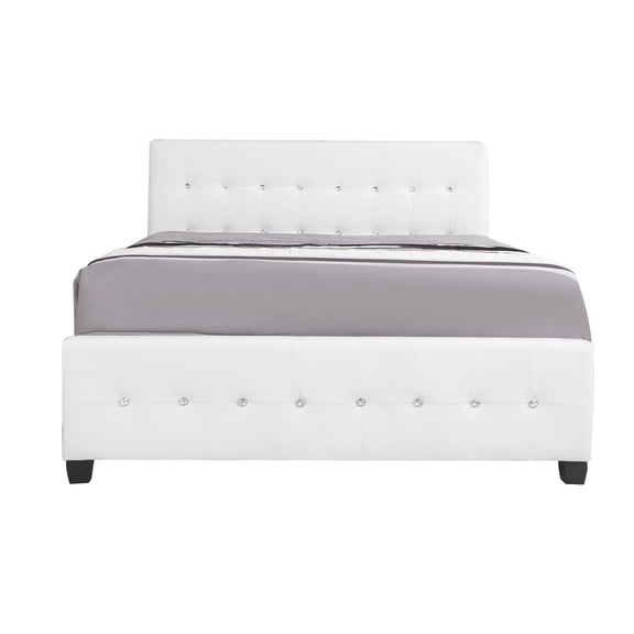 Contemporary Home Living Jewel Tufted Queen Panel Bed - 88" - White