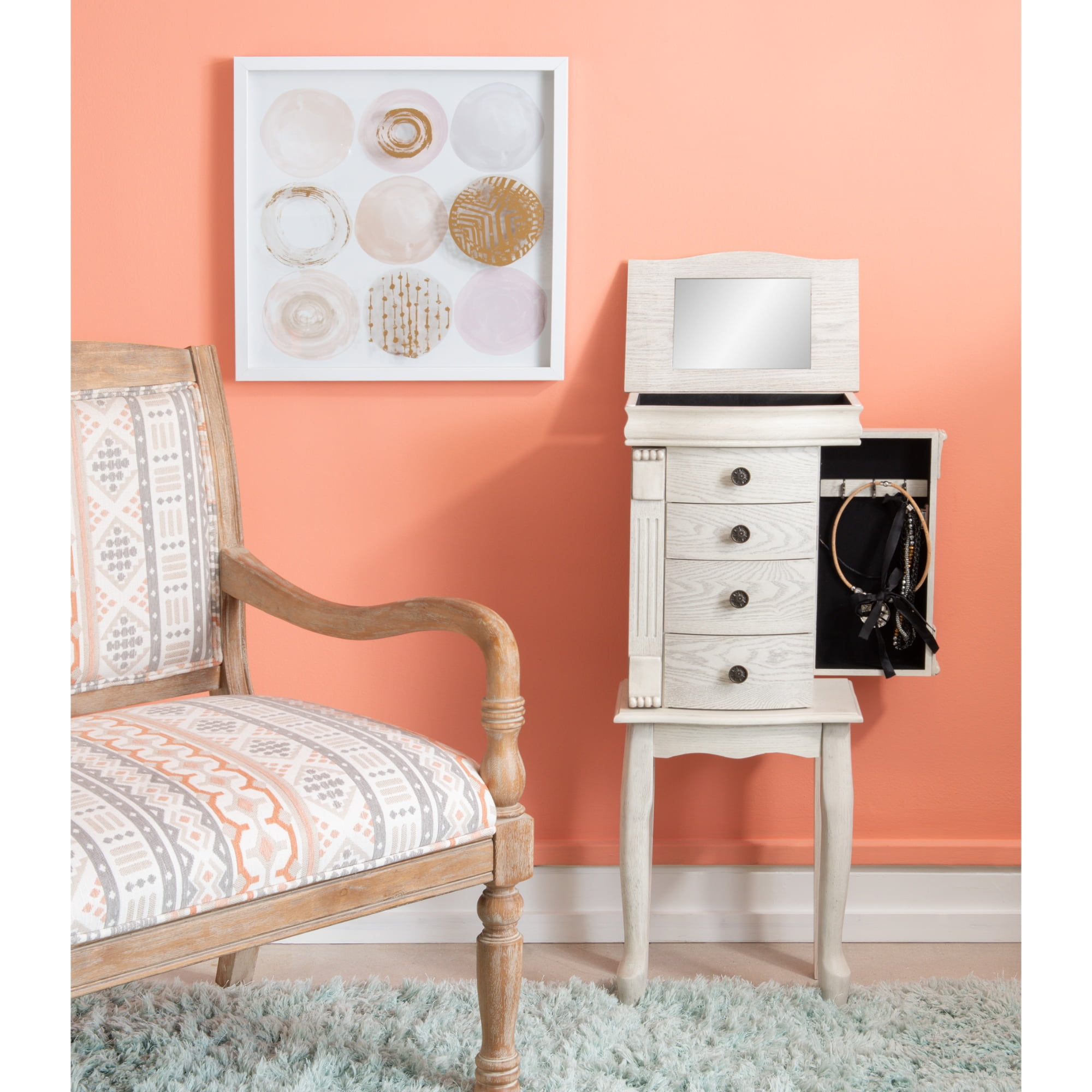 Contemporary Home Living Jewelry Armoire with Storage Drawers - 35.25