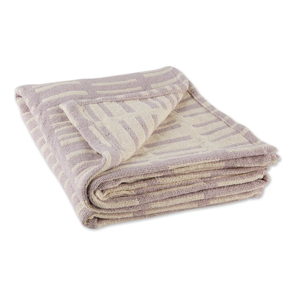 Contemporary Home Living Lilac Purple and White Rectangular Jacquard Cotton Decorative Throw 50" x