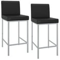 thumbnail image 1 of Contemporary Home Living Low Back Counter Stool - 37.5" - Set of 2 - Black and Chrome, 1 of 6