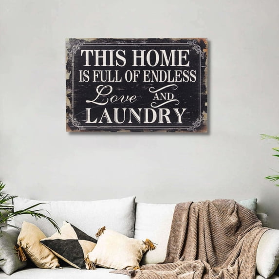 Contemporary Home Living Endless Love and Laundry Rectangular Framed Wall Decoration - 23.5"