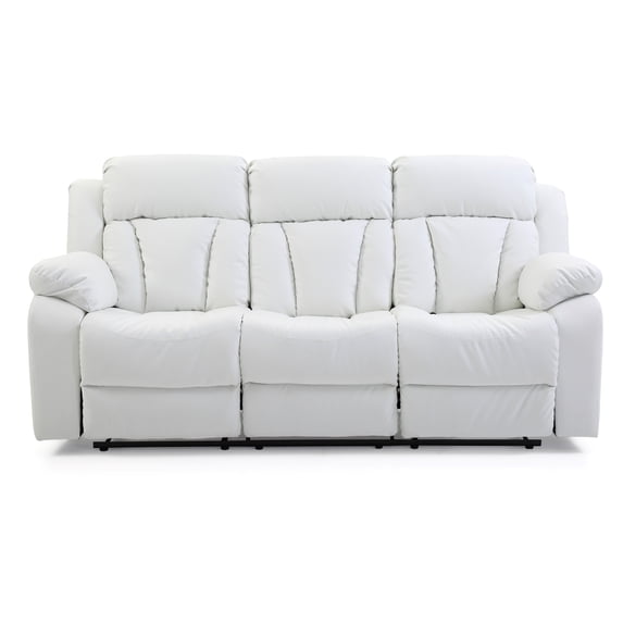 Contemporary Home Living Padded Arm Channel Tufted Faux Leather Straight Reclining Sofa - 85" -