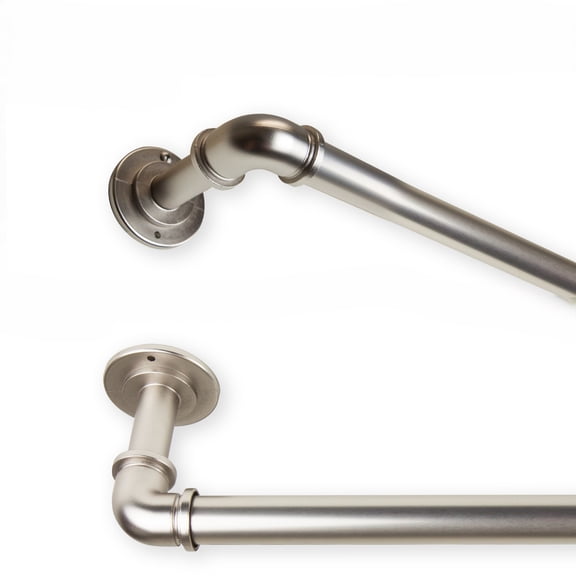 Contemporary Home Living Pipe Blackout Metal Curtain Rod - 170" - Silver