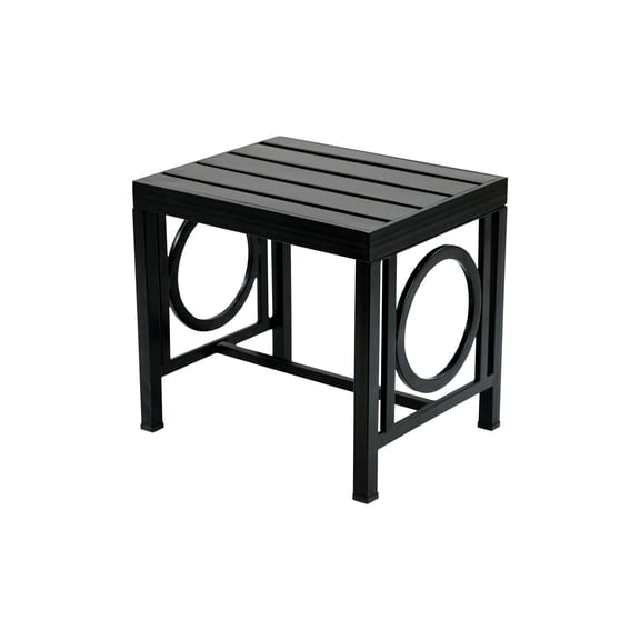 Contemporary Home Living Rectangular Grooved Outdoor Side Table - 20" - Black