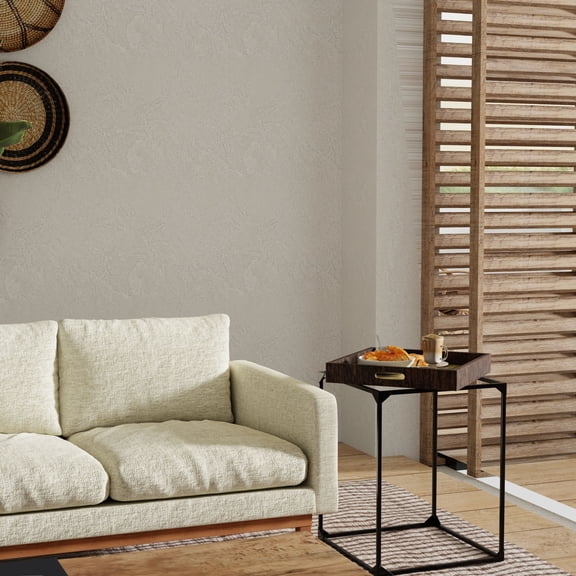 Contemporary Home Living Rectangular Metal Tray Table - 28.5" - Black