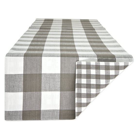 Contemporary Home Living Reversible Buffalo Check Table Runner - 72" - White and Gray