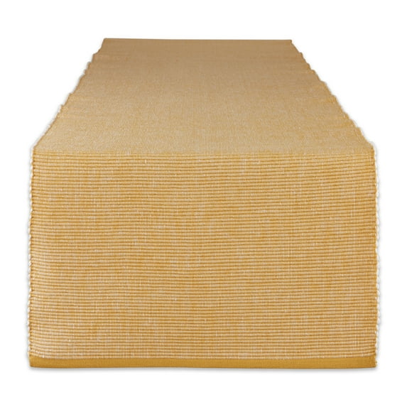 Contemporary Home Living Ribbed Variegated Cotton Table Runner - 108" - Honey Gold