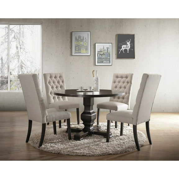 Contemporary Home Living Rustic Round Pedestal Table - 47.25" - Espresso Brown