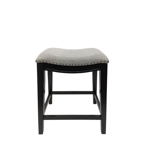 Contemporary Home Living Saddle Counter Stools - 25" - Antique Black and Gray - Set of 2