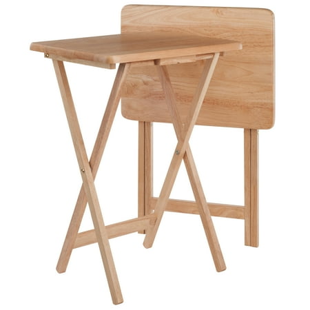 Contemporary Home Living Set of 2 Beige Folding Snack Table – 25.75”