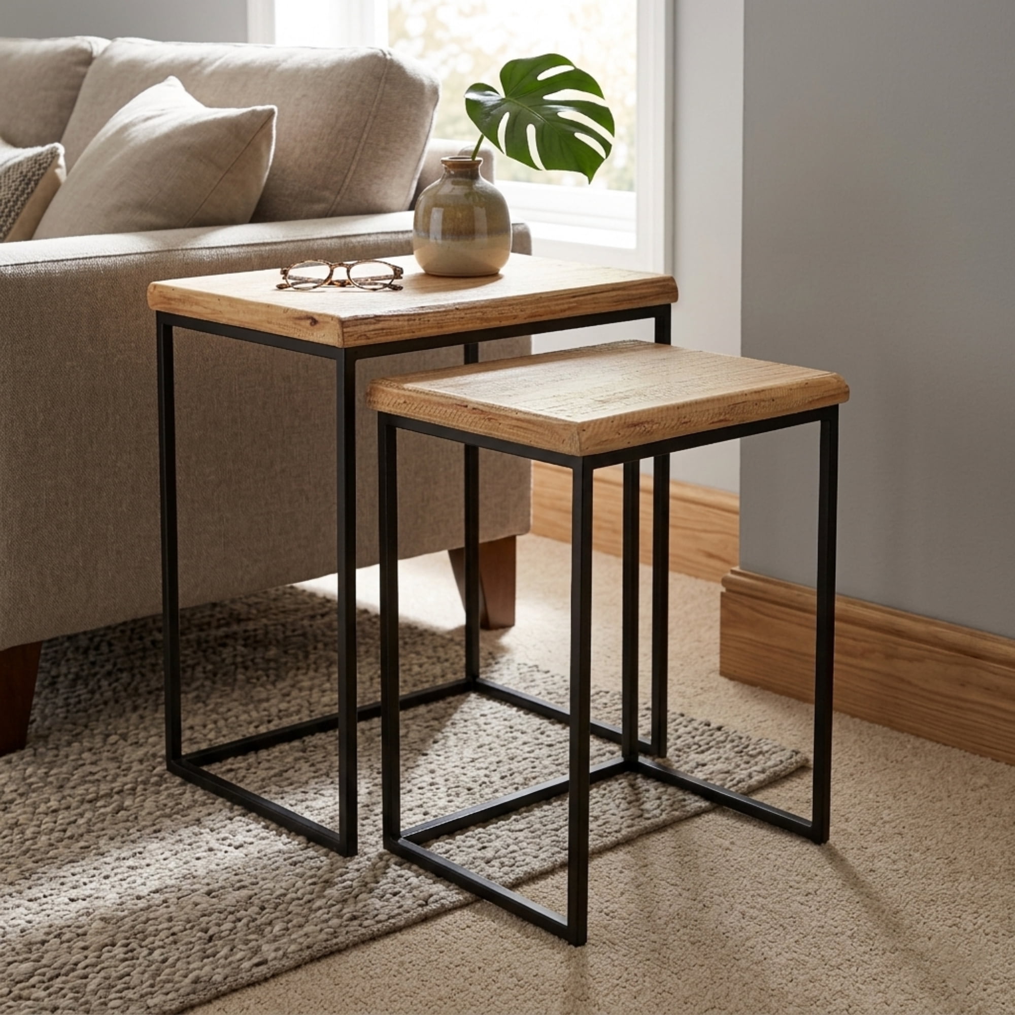 Contemporary Home Living Set of 2 Beige and Black Contemporary ...
