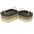 thumbnail image 1 of Contemporary Home Living Set of 2 Beige and Black Galla Weave Rectangular Basket, 15", 1 of 6