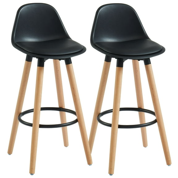 Contemporary Home Living Set of 2 Black and Brown Contemporary Counter Stools 34.75"