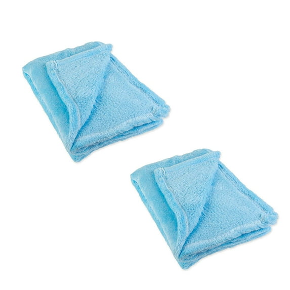 Contemporary Home Living Set of 2 Blue Rectangular Fleece Throw Blanket 60"